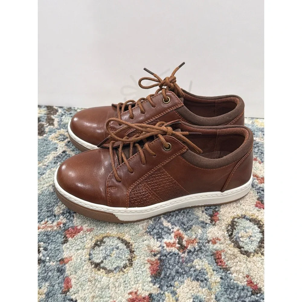 Hawkwell Oxford Sneaker Boys Size 13 Brown Faux Leather Casual Preppy EUC